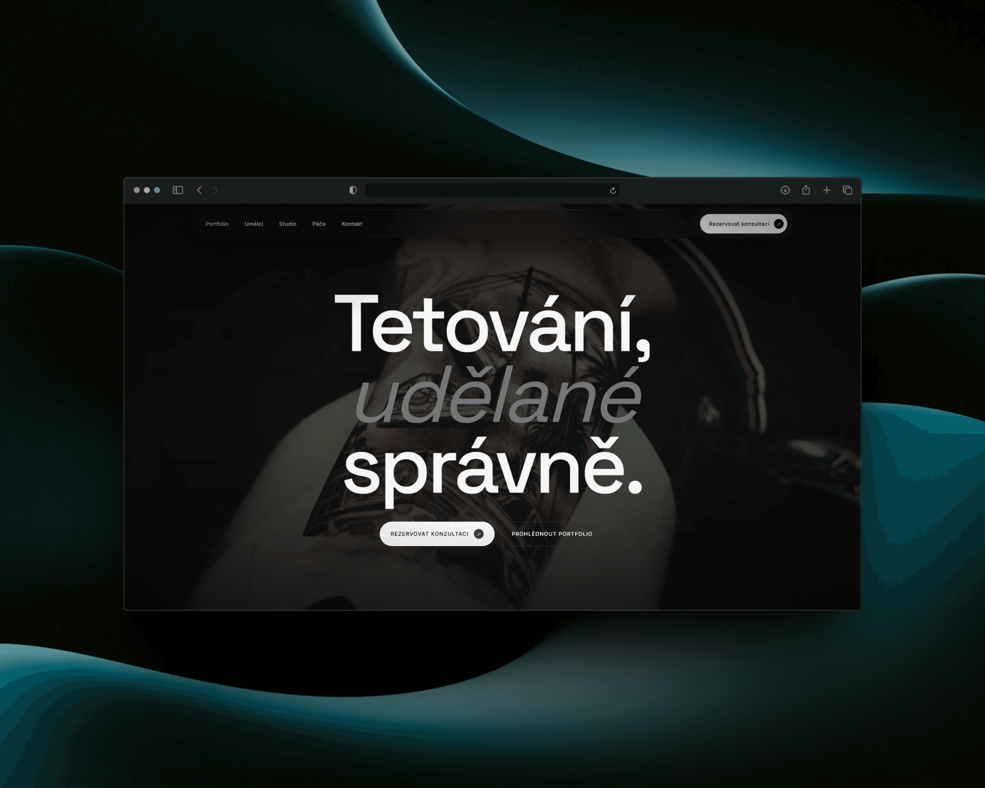 Tetovací studio, náhled webu